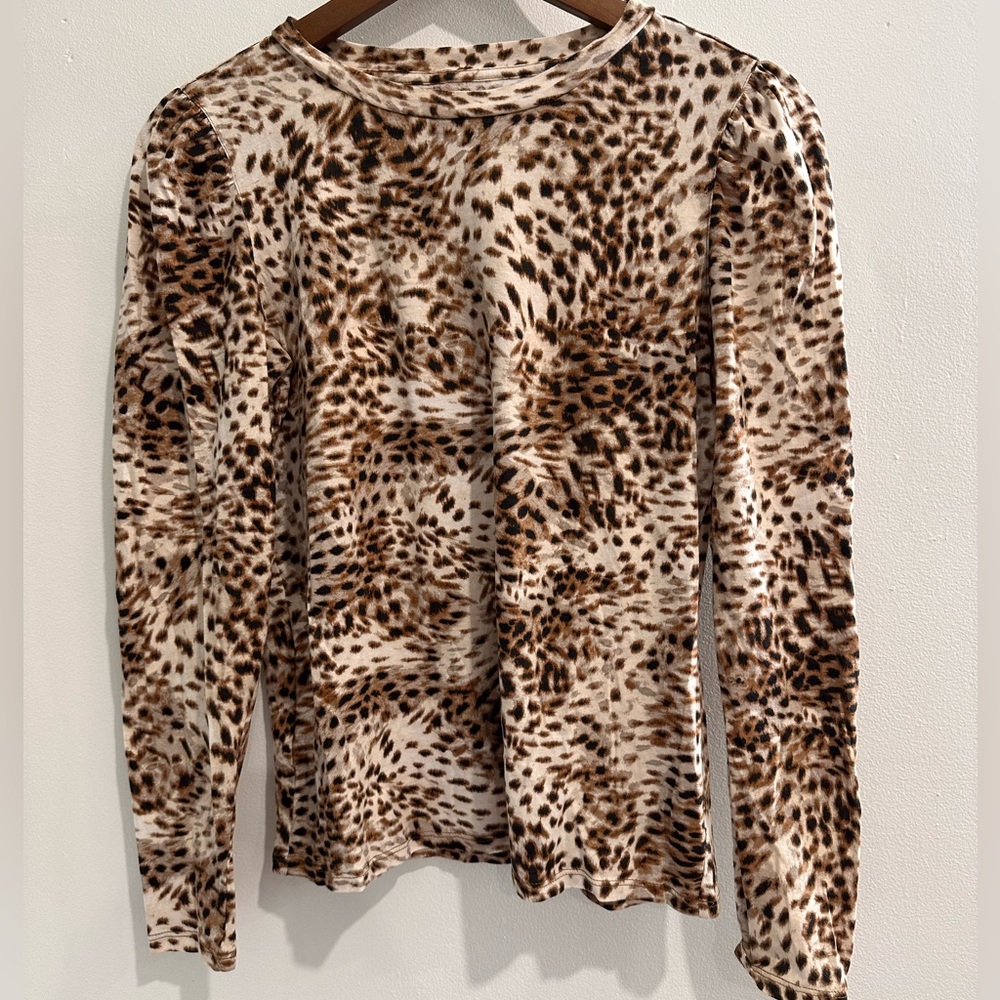 LOFT 100% Cotton Leopard‎ Print Lightweight Long Sleeve Size S